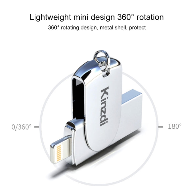 Kinzdi 32 GB USB + interfaccia 8 pin Metal Twister Flash U Disk, 32GB USB + 8 Pin Silver