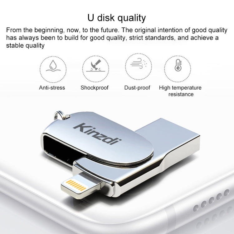 Kinzdi 32 GB USB + interfaccia 8 pin Metal Twister Flash U Disk, 32GB USB + 8 Pin Silver