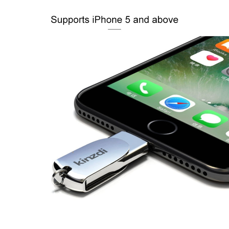 Kinzdi 32 GB USB + interfaccia 8 pin Metal Twister Flash U Disk, 32GB USB + 8 Pin Silver