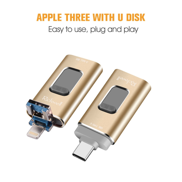 Richwell Disco flash push-pull in metallo 3 in 1 128G Type-C + 8 pin + USB 3.0 con funzione OTG