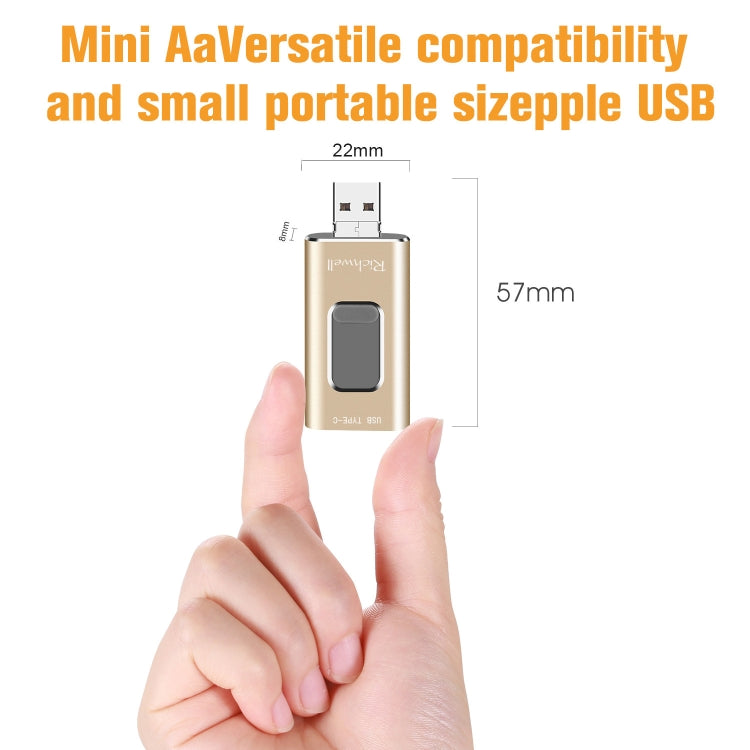 Richwell Disco flash push-pull in metallo 3 in 1 128G Type-C + 8 pin + USB 3.0 con funzione OTG