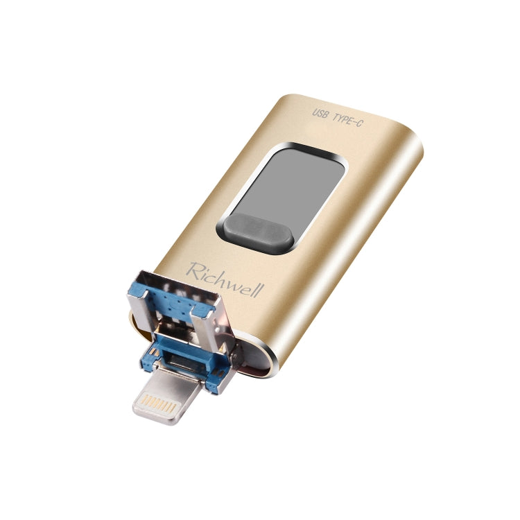 Richwell Disco flash push-pull in metallo 3 in 1 128G Type-C + 8 pin + USB 3.0 con funzione OTG