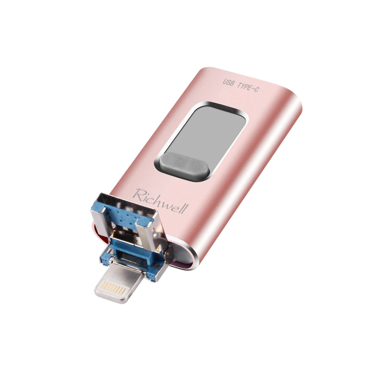 Richwell Disco flash push-pull in metallo 3 in 1 128G Type-C + 8 pin + USB 3.0 con funzione OTG