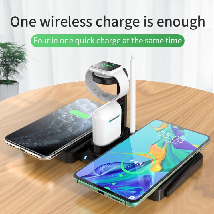 K04 Caricabatterie wireless standard Qi 4 in 1 da 10 W per telefoni cellulari, iWatch e AirPods
