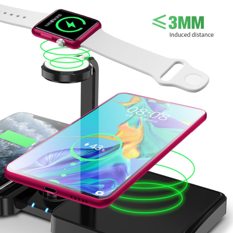 K04 Caricabatterie wireless standard Qi 4 in 1 da 10 W per telefoni cellulari, iWatch e AirPods