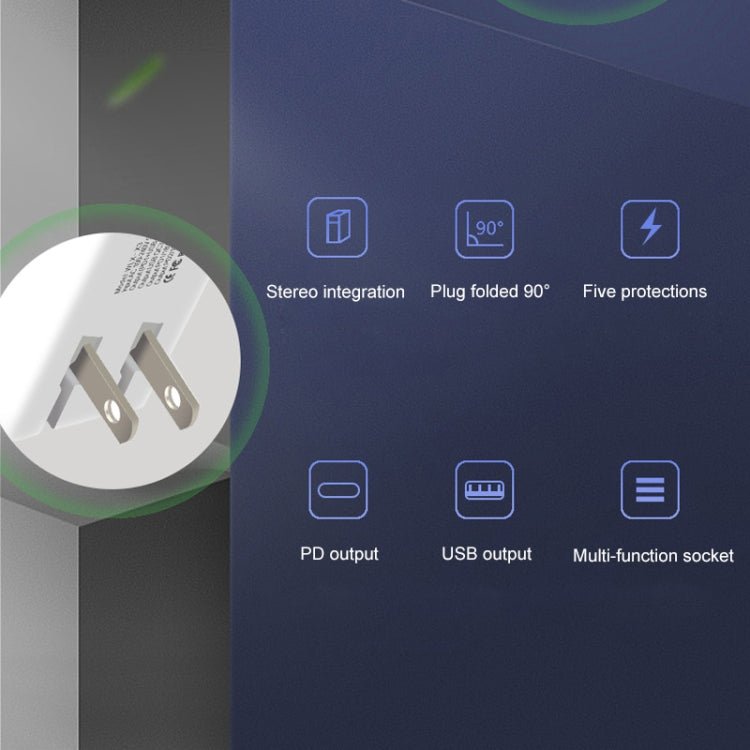 WLX-X3 Caricatore USB multifunzione portatile pieghevole da 36 W a 90 gradi, presa americana