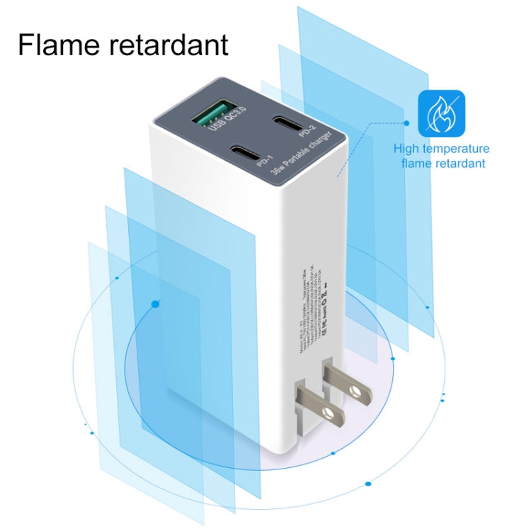 WLX-X3 Caricatore USB multifunzione portatile pieghevole da 36 W a 90 gradi, presa americana