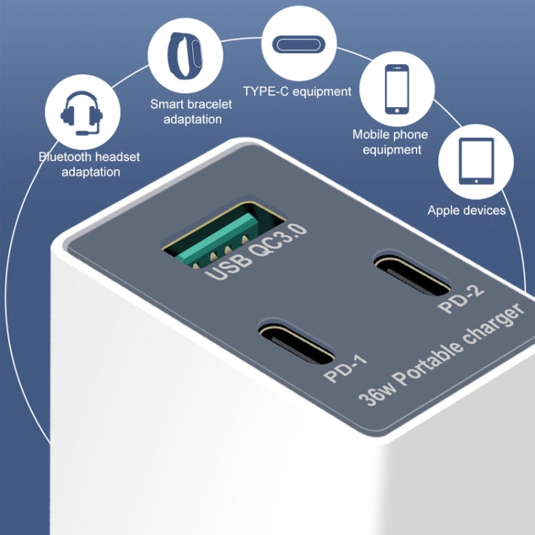 WLX-X3 Caricatore USB multifunzione portatile pieghevole da 36 W a 90 gradi, presa americana