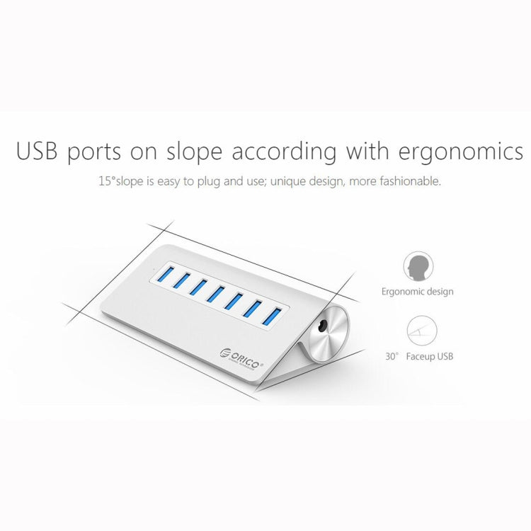 HUB ORICO M3H7-V1 in lega di alluminio 7 porte USB 3.0 con alimentatore da 30 W, M3H7-V1
