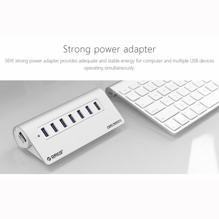 HUB ORICO M3H7-V1 in lega di alluminio 7 porte USB 3.0 con alimentatore da 30 W, M3H7-V1