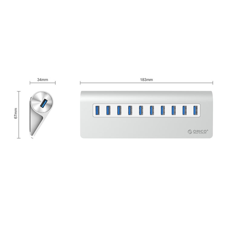 HUB ORICO M3H10-U3-V2 in lega di alluminio 10 porte USB 3.0, M3H10-U3-V2