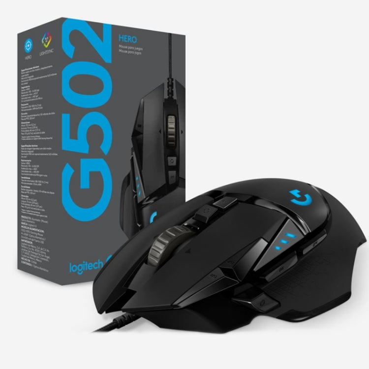 Mouse da gioco cablato Logitech G502 HERO con 11 pulsanti, lunghezza: 2,1 m