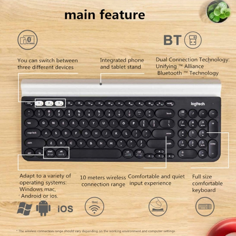 Logitech K780 Tastiera wireless multidispositivo Bluetooth + Unifying Dual Mode con supporto