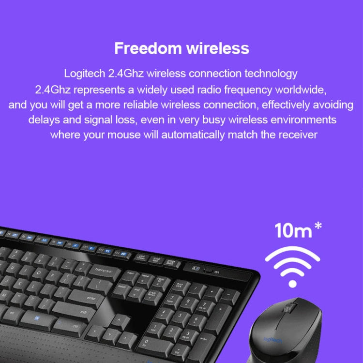 Set tastiera wireless full-size Logitech MK345 + mouse ottico wireless da 2,4 GHz 1000 DPI con ricevitore nano, Logitech MK345