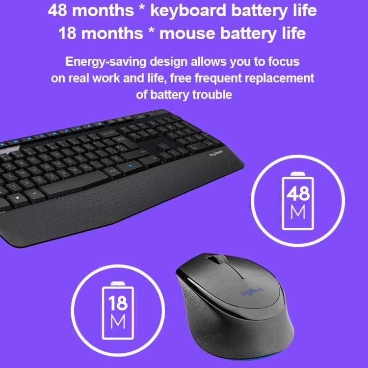 Set tastiera wireless full-size Logitech MK345 + mouse ottico wireless da 2,4 GHz 1000 DPI con ricevitore nano, Logitech MK345