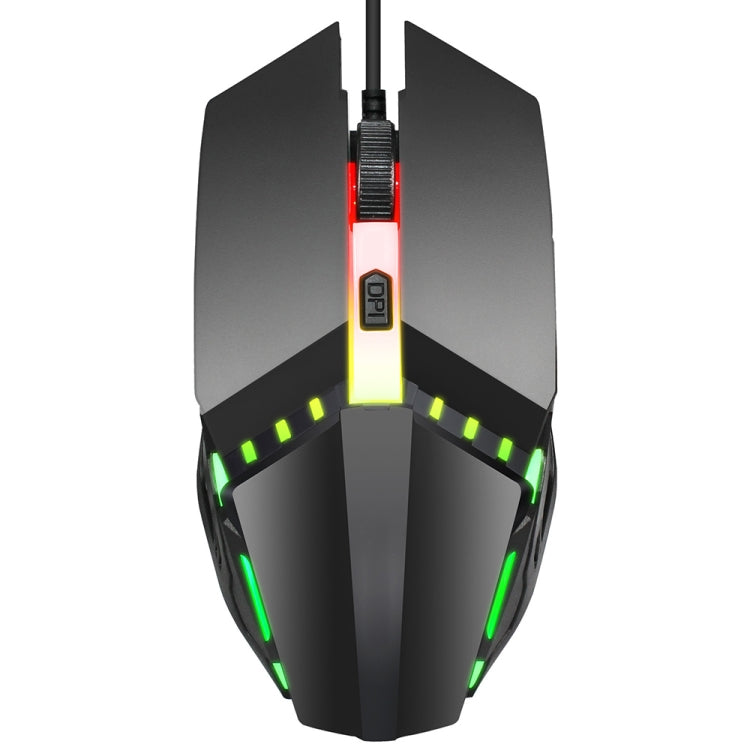 Mouse da gioco cablato luminoso colorato HXSJ S200 USB 2.0 1600 dpi regolabile a 4 tasti, lunghezza: 1,5 m