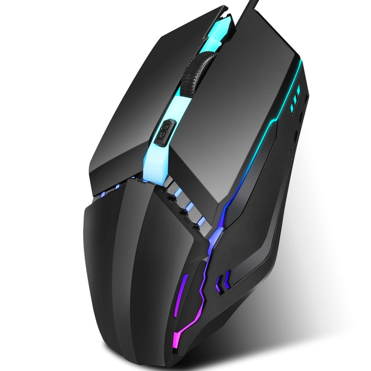 Mouse da gioco cablato luminoso colorato HXSJ S200 USB 2.0 1600 dpi regolabile a 4 tasti, lunghezza: 1,5 m