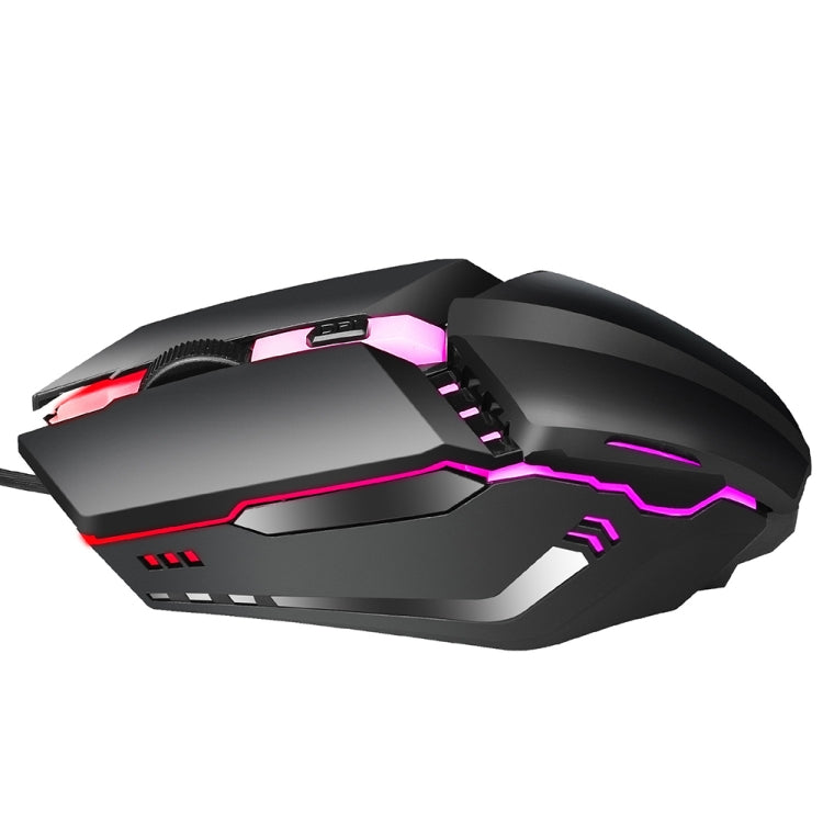 Mouse da gioco cablato luminoso colorato HXSJ S200 USB 2.0 1600 dpi regolabile a 4 tasti, lunghezza: 1,5 m