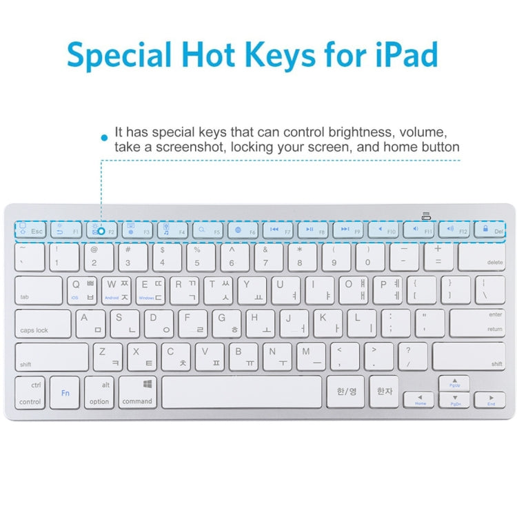 WB-8022 Tastiera Bluetooth wireless ultrasottile per iPad, Samsung, Huawei, Xiaomi, tablet PC o smartphone, tasti lingua Ko, Ko Language Keys