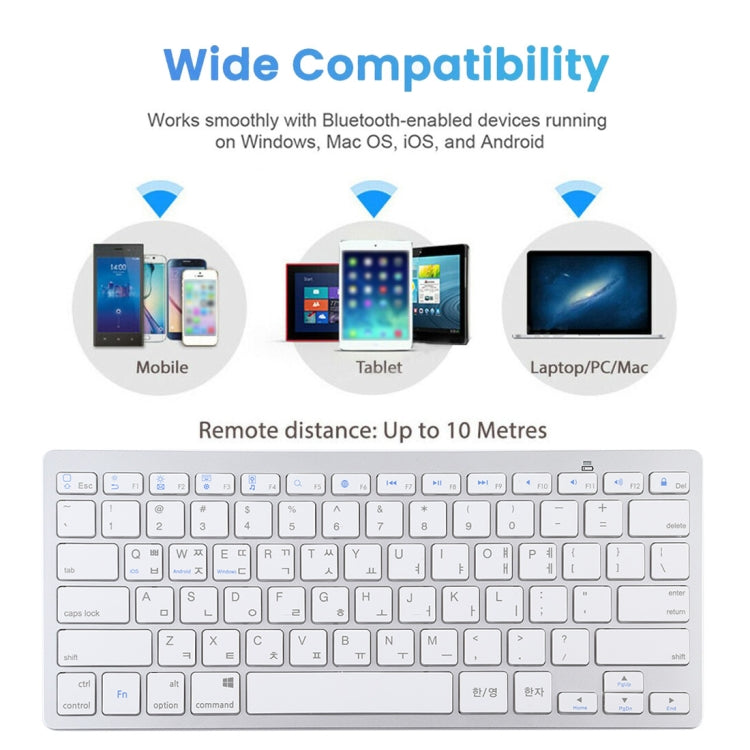 WB-8022 Tastiera Bluetooth wireless ultrasottile per iPad, Samsung, Huawei, Xiaomi, tablet PC o smartphone, tasti lingua Ko, Ko Language Keys