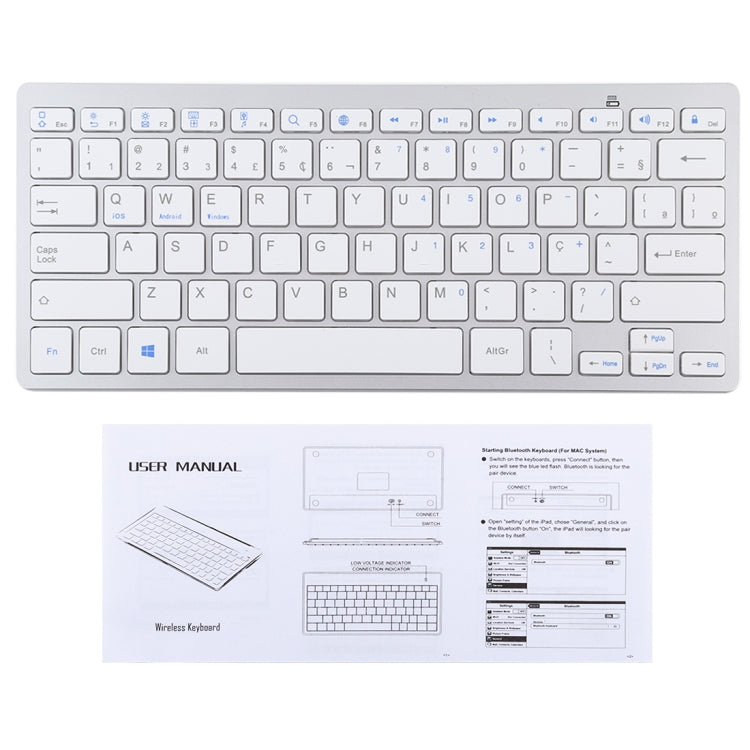 WB-8022 Tastiera Bluetooth wireless ultrasottile per iPad, Samsung, Huawei, Xiaomi, tablet PC o smartphone, tasti portoghesi, Portuguese Keys