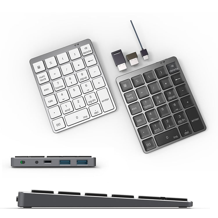 Tastiera numerica wireless Bluetooth ricaricabile N970 Pro Dual Mode in lega di alluminio con HUB USB, N970 Pro