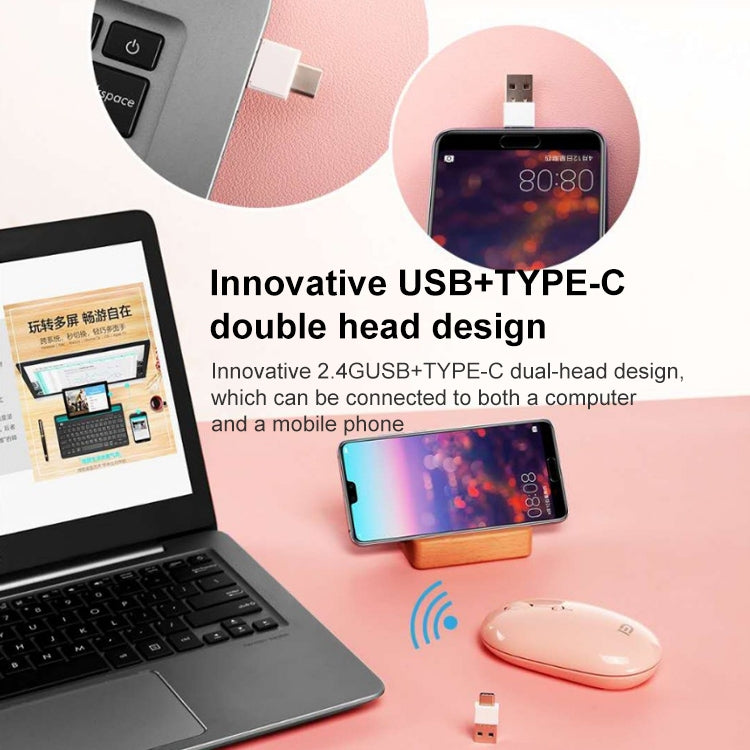 FOETOR E100 Mouse wireless 2.4G USB-C/Tipo-C + USB 2 in 1, E100