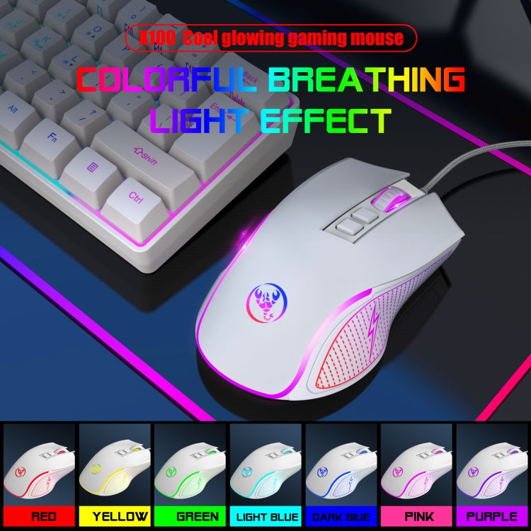 Mouse da gioco cablato HXSJ X100 a 7 pulsanti, 3600 DPI, con luce fredda, lunghezza cavo: 1,5 m