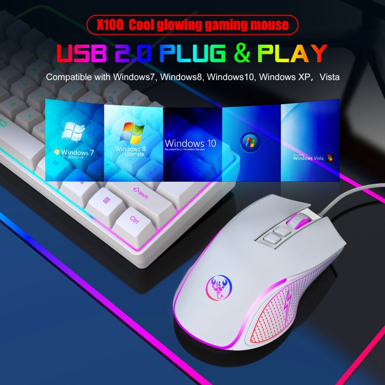 Mouse da gioco cablato HXSJ X100 a 7 pulsanti, 3600 DPI, con luce fredda, lunghezza cavo: 1,5 m