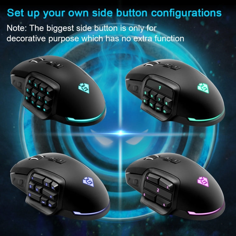 Mouse per computer da gioco con programmazione cablata USB Rocketek GM900 24000 DPI a 16 tasti RGB, GM900