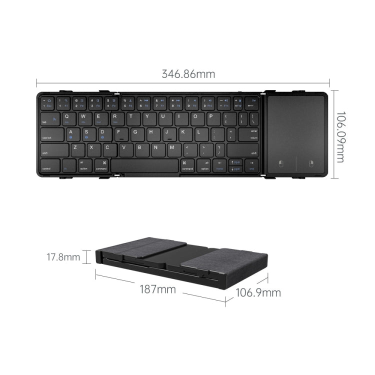 Tastiera Bluetooth ripiegabile portatile in pelle B1053