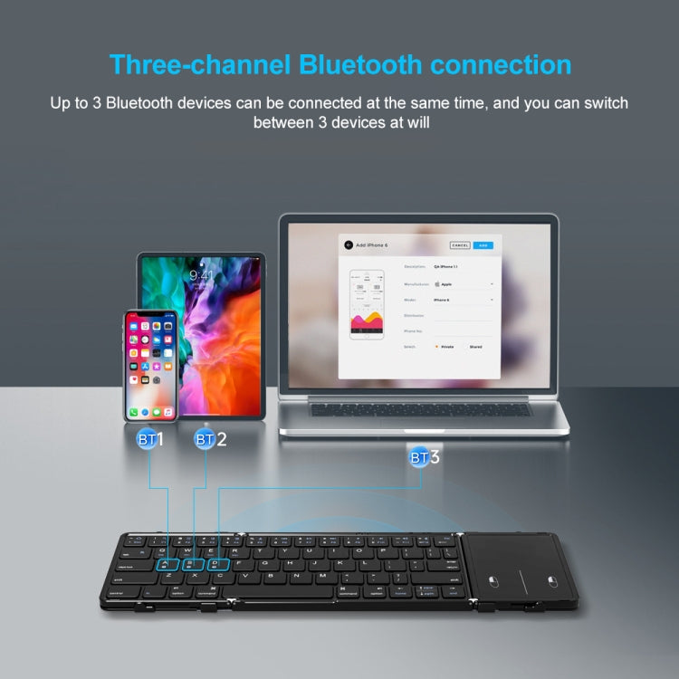 Tastiera Bluetooth ripiegabile portatile in pelle B1053