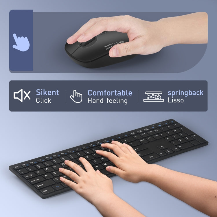 MKESPN 8022 Set tastiera e mouse wireless ultrasottile con piedino a forbice 2.4G