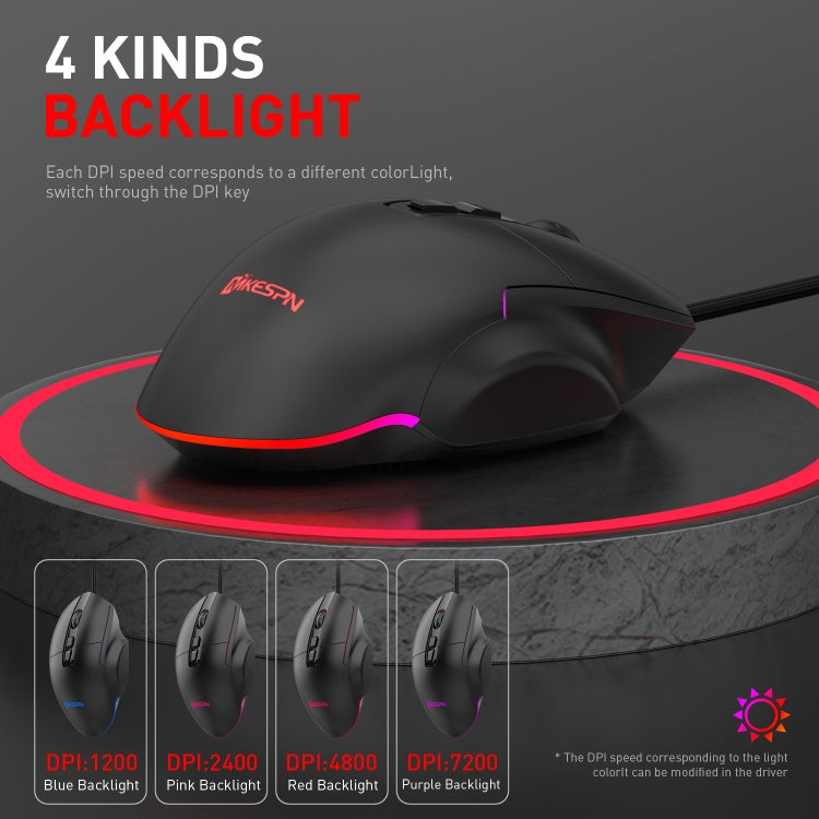 MKESPN X11 Mouse da gioco cablato a macrodefinizione a 7 pulsanti 7200 DPI RGB, x11