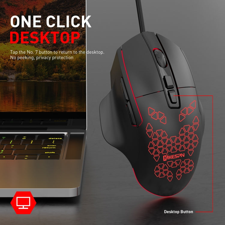 MKESPN X11 Mouse da gioco cablato a macrodefinizione a 7 pulsanti 7200 DPI RGB, x11
