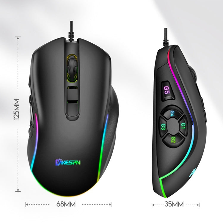 MKESPN X9 Mouse cablato da gioco con definizione macro RGB a 10 pulsanti 7200 DPI, x9