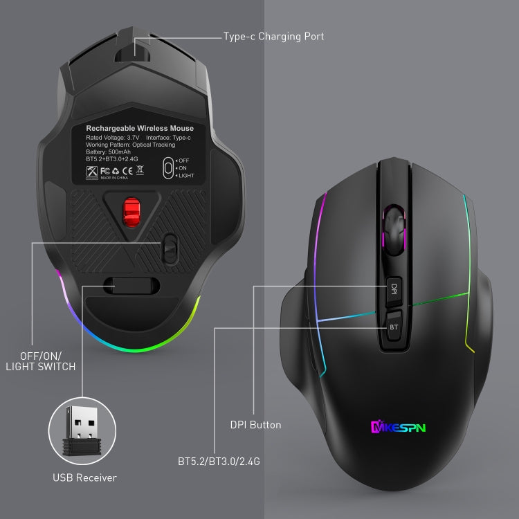 Mouse da gioco RGB cablato MKESPN X11