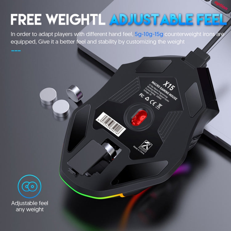 MKESPN X15 Mouse cablato RGB con definizione macro a 12 pulsanti a piena velocità 12800 DPI, x15