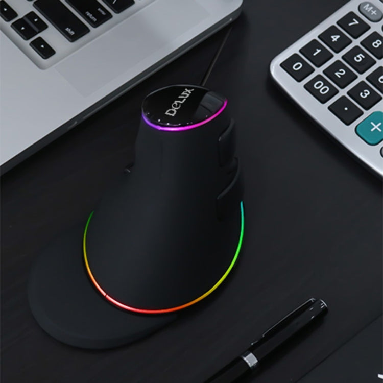 DELUX M618 Plus Mouse ottico cablato RGB Mouse verticale ergonomico 4000 DPI, 4000DPI Wired
