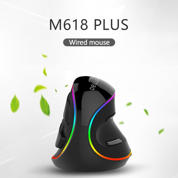 DELUX M618 Plus Mouse ottico cablato RGB Mouse verticale ergonomico 4000 DPI, 4000DPI Wired