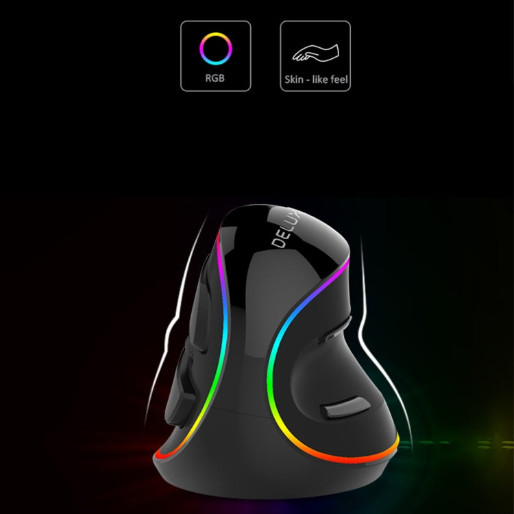 DELUX M618 Plus Mouse ottico cablato RGB Mouse verticale ergonomico 4000 DPI, 4000DPI Wired