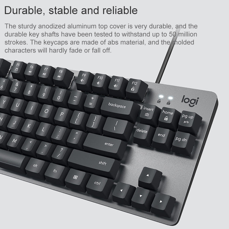 Logitech K835 Mini Tastiera meccanica cablata, albero verde, Green Shaft