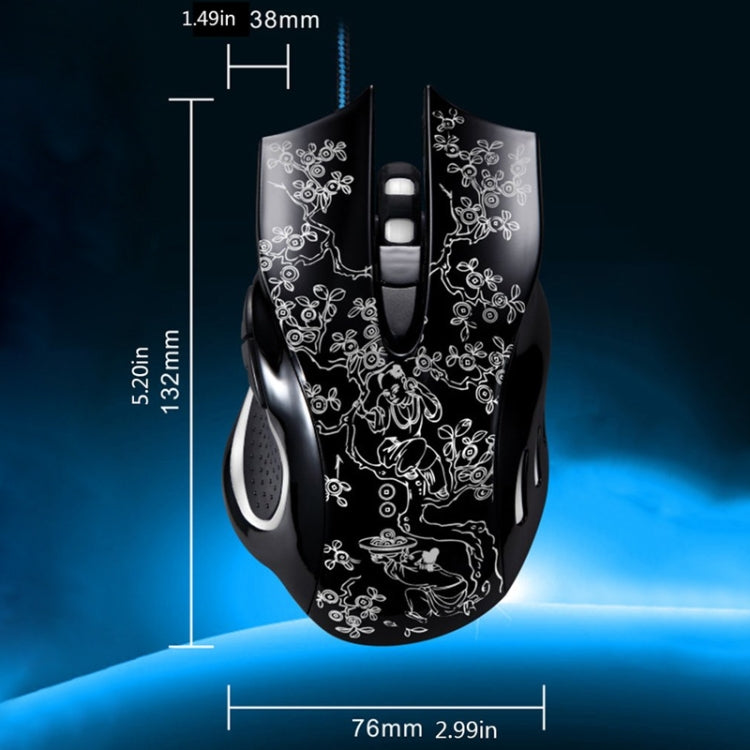 Mouse da gioco ottico e-sport cablato con retroilluminazione a LED regolabile a quattro velocità USB ZGB 169 USB 2400 DPI con contrappeso, lunghezza: 1,45 m, 169 Black, 169 White