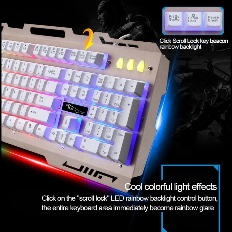 Chasing Leopard G700 USB RGB retroilluminato set mouse e tastiera da gioco ottici cablati, lunghezza cavo tastiera: 1,35 m, lunghezza cavo mouse: 1,3 m, G700 Black, G700 White