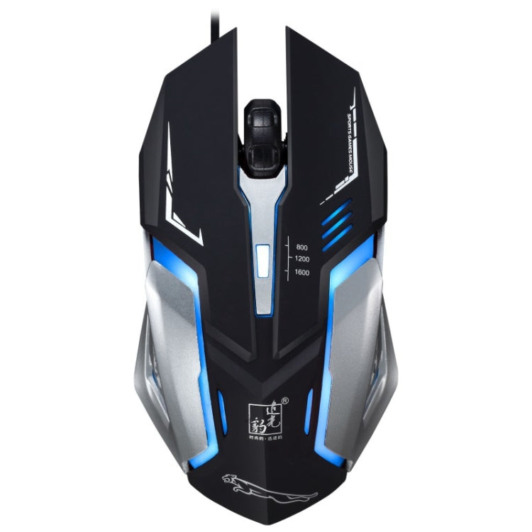 Chasing Leopard K1 USB 1600 DPI Mouse da gioco ottico cablato con retroilluminazione a LED regolabile a tre velocità, lunghezza: 1,3 m