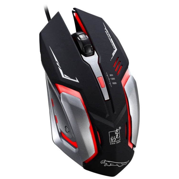 Chasing Leopard K1 USB 1600 DPI Mouse da gioco ottico cablato con retroilluminazione a LED regolabile a tre velocità, lunghezza: 1,3 m