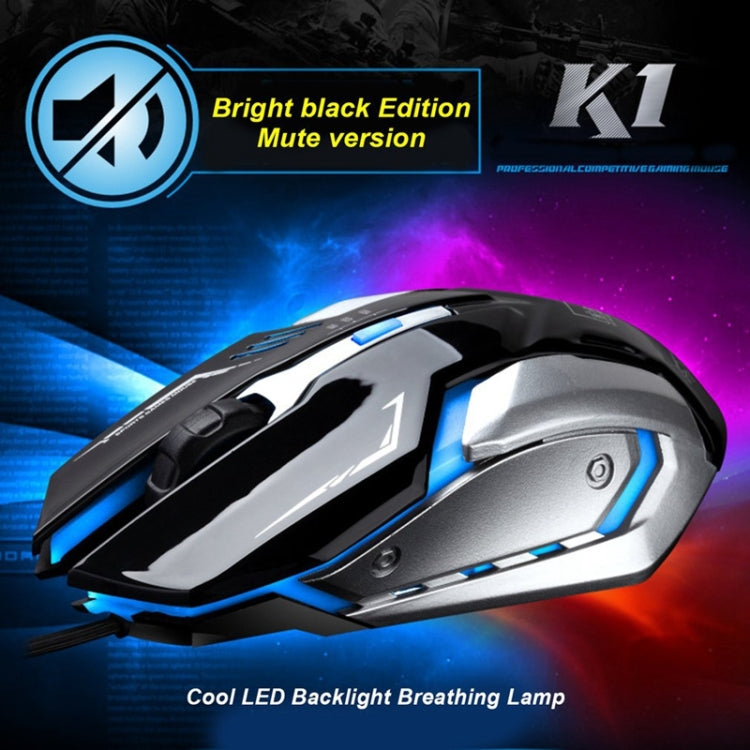 Chasing Leopard K1 USB 1600 DPI Mouse da gioco ottico cablato con retroilluminazione a LED regolabile a tre velocità, lunghezza: 1,3 m