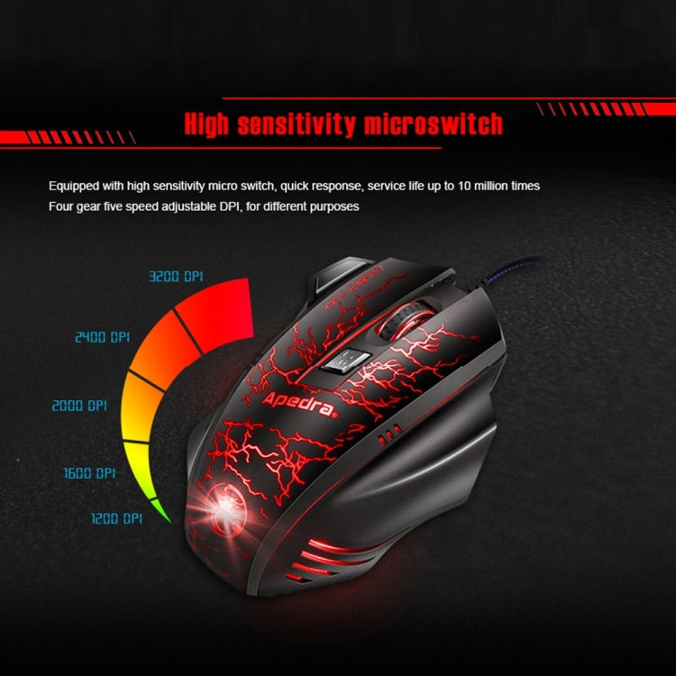 Apedra iMICE A7 Mouse da gioco ad alta precisione LED Luce respiratoria controllata a quattro colori USB 7 pulsanti Mouse da gioco ottico cablato 3200 DPI per computer PC portatile, iMICE A7