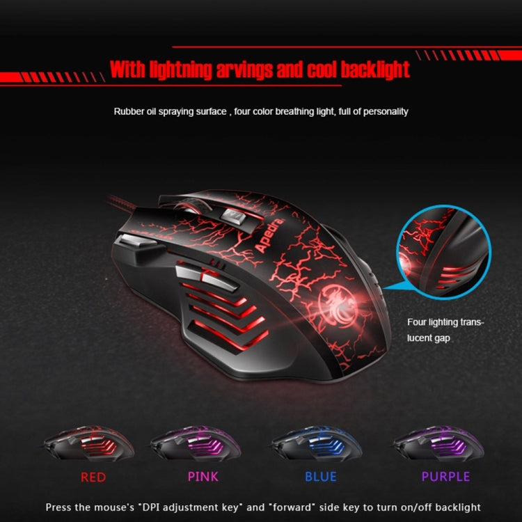 Apedra iMICE A7 Mouse da gioco ad alta precisione LED Luce respiratoria controllata a quattro colori USB 7 pulsanti Mouse da gioco ottico cablato 3200 DPI per computer PC portatile, iMICE A7