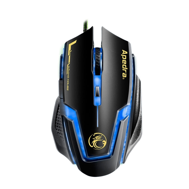 Apedra iMICE A9 Mouse da gioco ad alta precisione LED Luce respiratoria controllata a quattro colori USB 6 pulsanti Mouse da gioco ottico cablato 3200 DPI per computer PC portatile, iMICE A9
